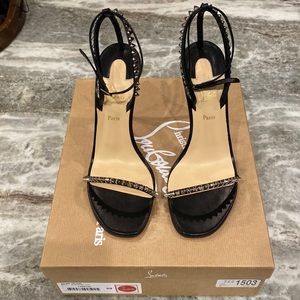 Christian Louboutin So Me 100 Kid Black Silver Size 39/8